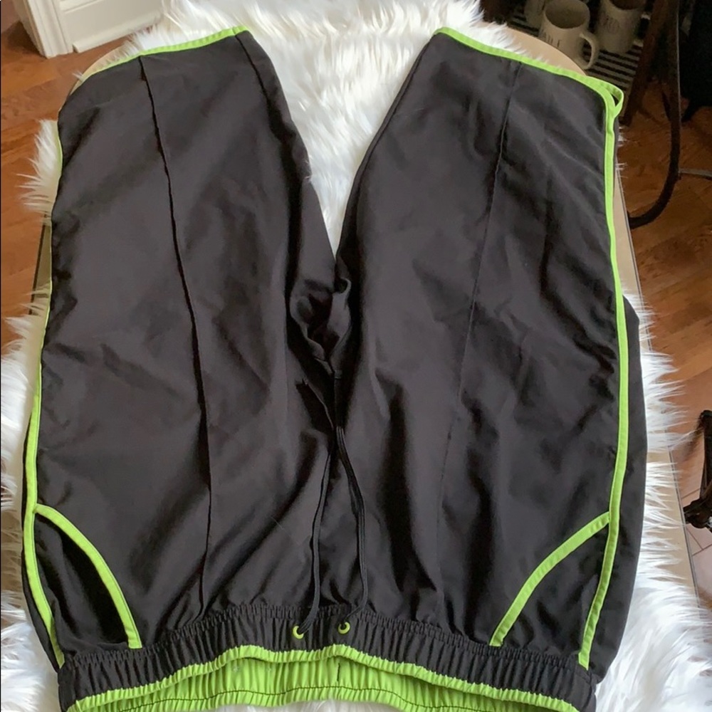 Black and green athletic pants